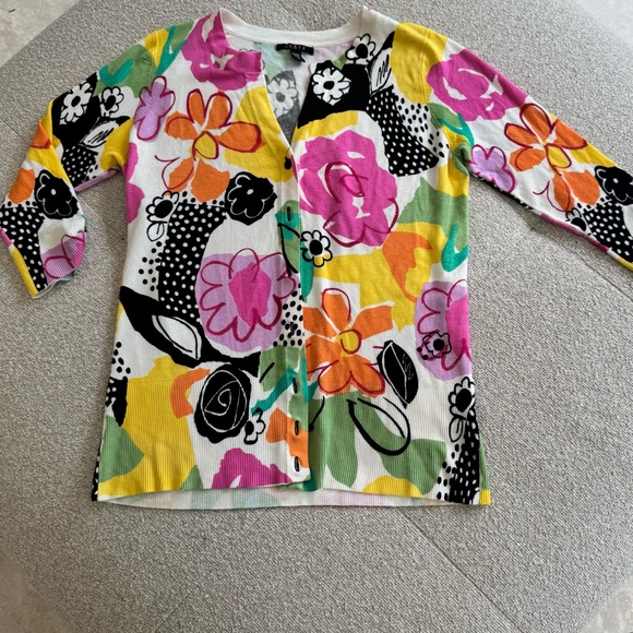 Cyrus Bright Floral Button-Front Cardigan Sweater – Size M - Picture 1 of 6